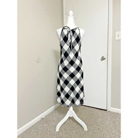 Philosophy Gingham Dress Black & White 6 Halter Linen Blend Lined Cocktail NWT - Picture 2 of 14